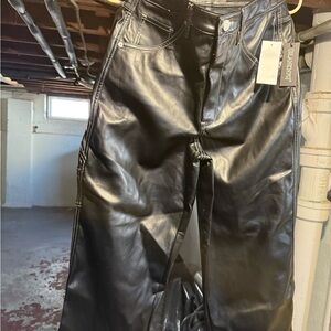 Blank NYC women Baxter Black Leather-Look Skinny Jeans